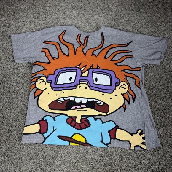 Nickelodeon Other - Nickelodeon Rugrats Chuckie Finster Shirt Mens 2XL Gray AOP Cartoon Graphic Tee